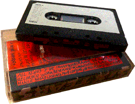 Image: Cassette in question; red and black inlet saying SIX TEARS on the side included in the case. It appears hand-written.
