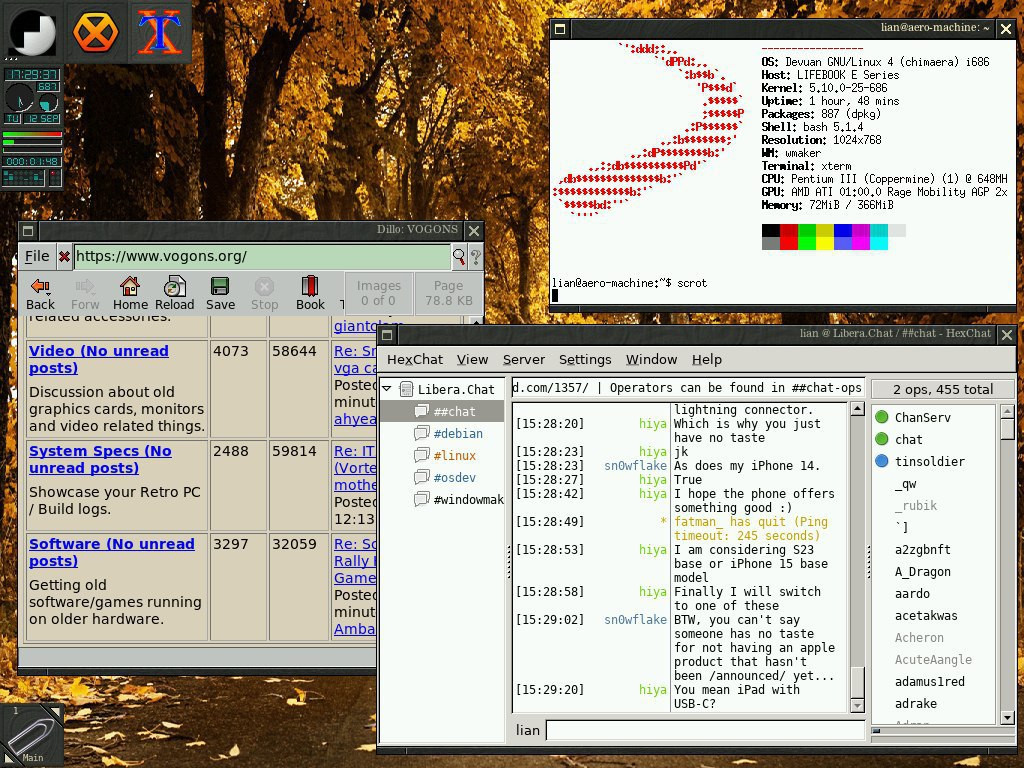 Autumn-themed Window Maker installation. Screenshot.